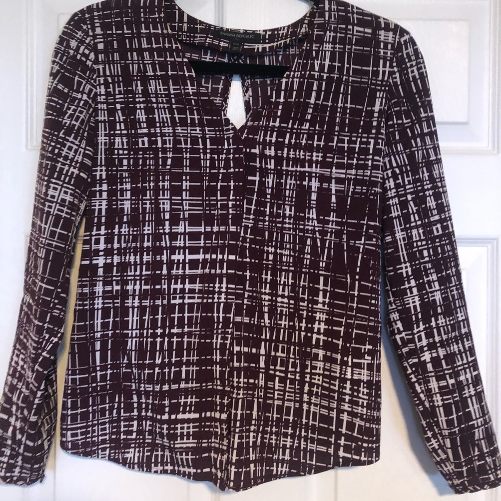Maroon and white open back top